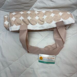 NWT Beige and White Beach Towel Tote Bag